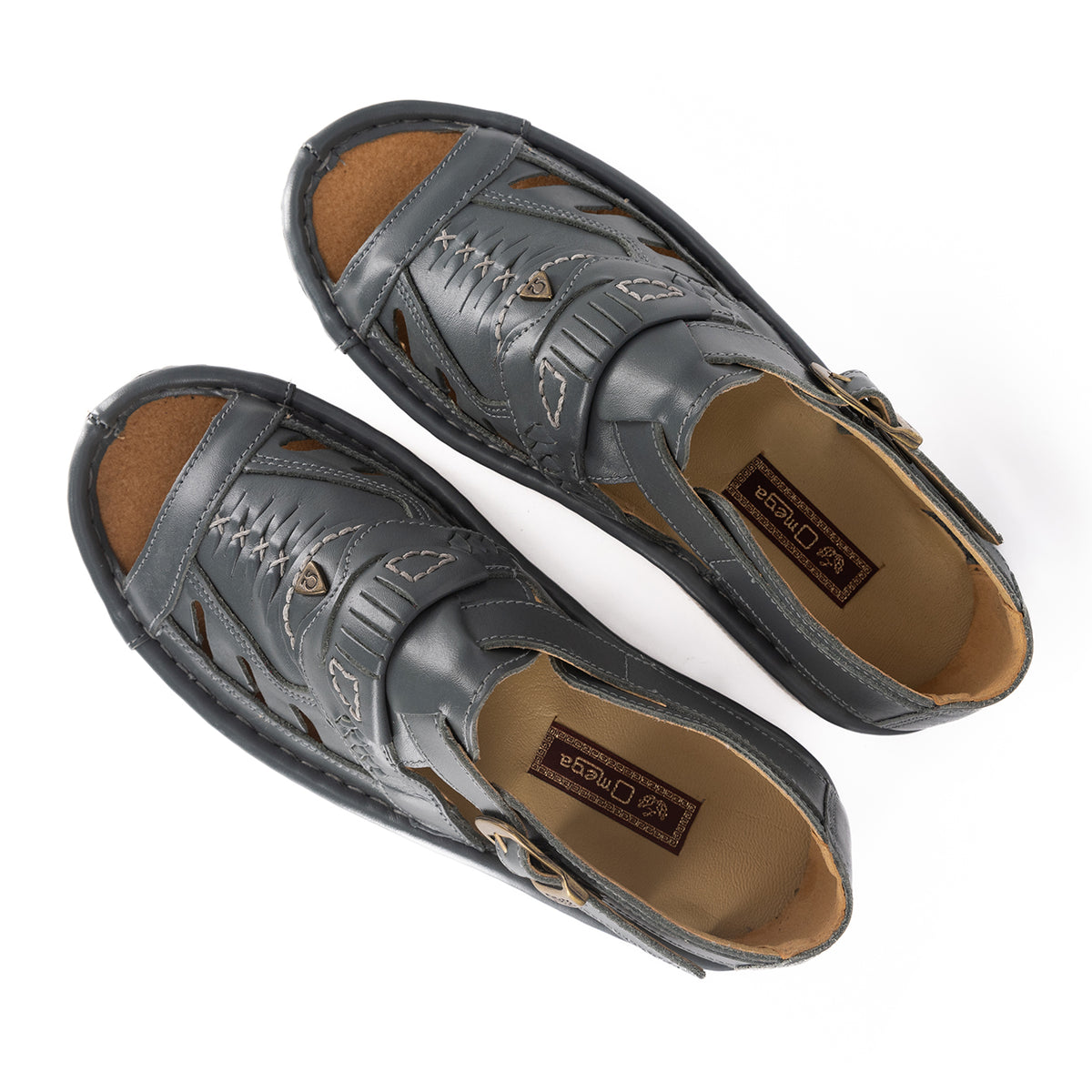 Duna : Leather Sandal in Charcoal Grey Soft Saddle