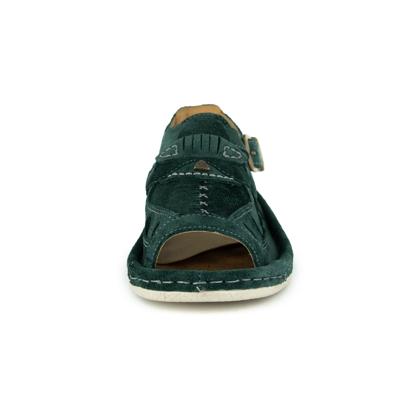 Duna : Leather Sandal in Forest Green Suede – Omega