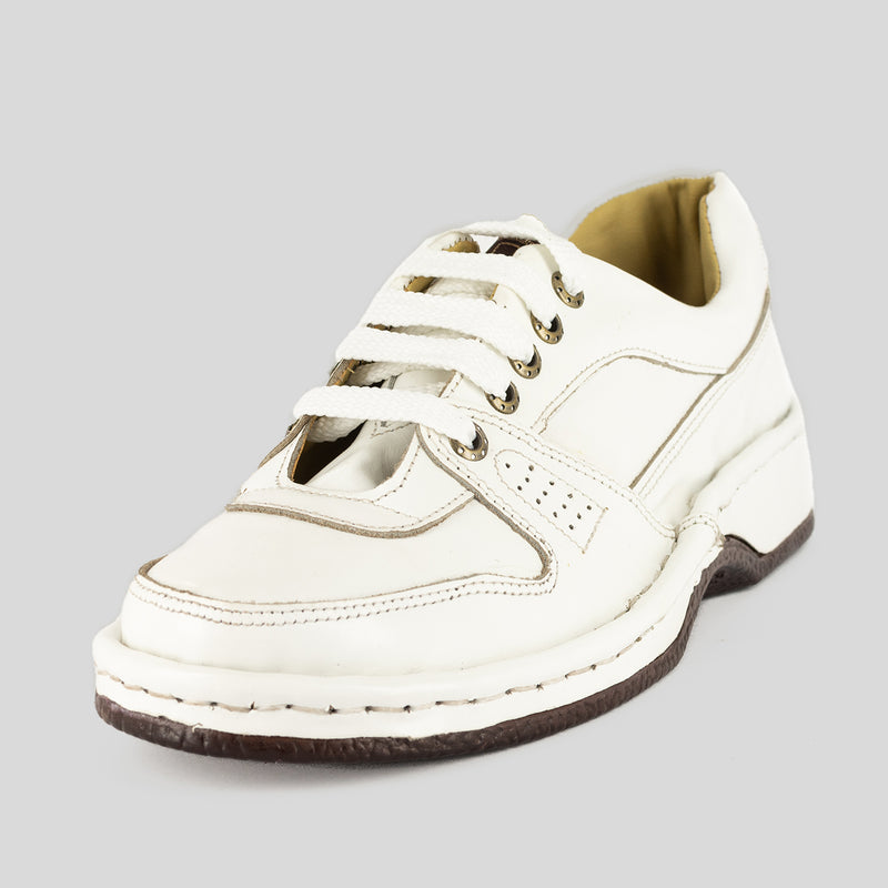 Melisizwe : Leather Shoe in White Soft Saddle