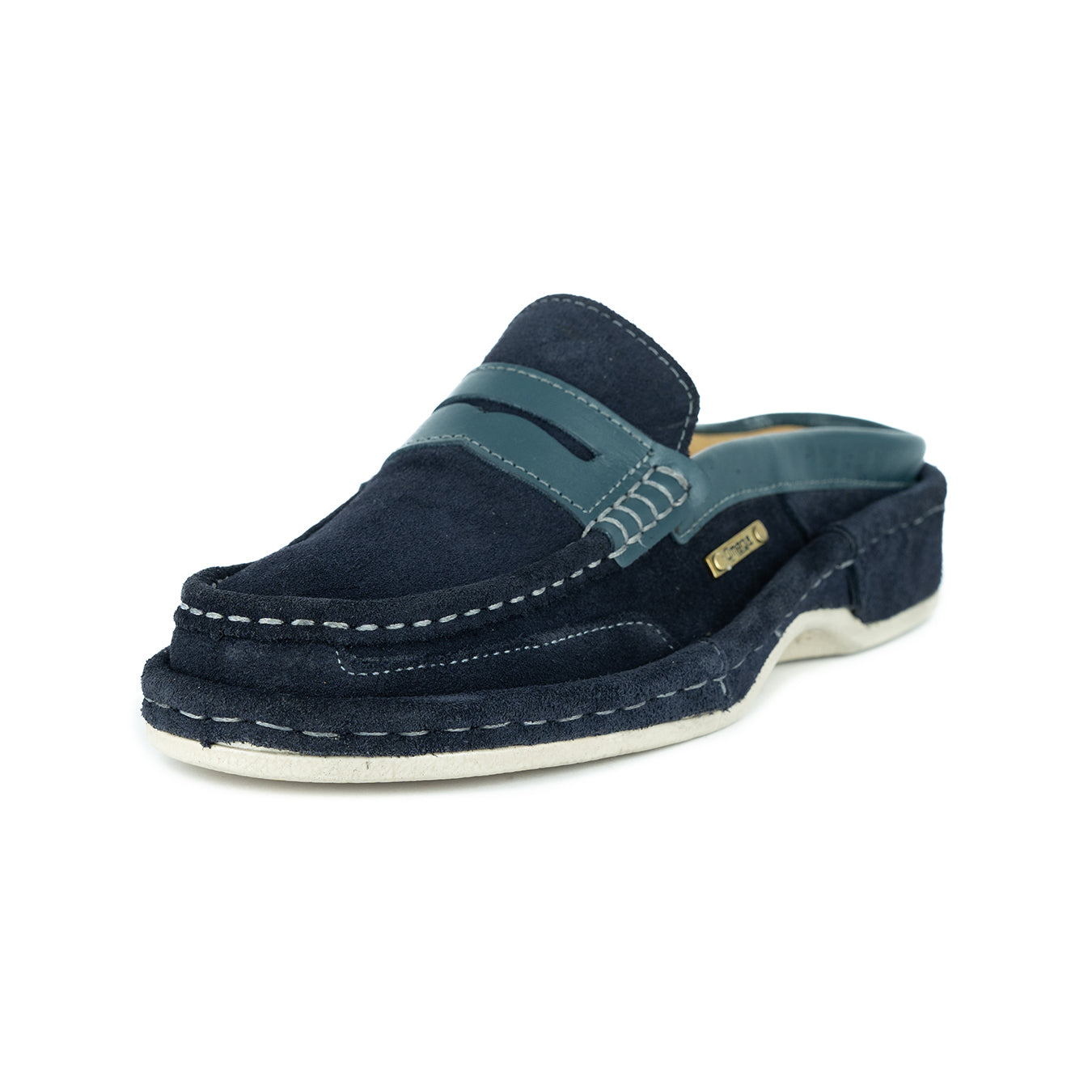 OMOM388 : Leather Mule in Navy Suede Leather – Omega