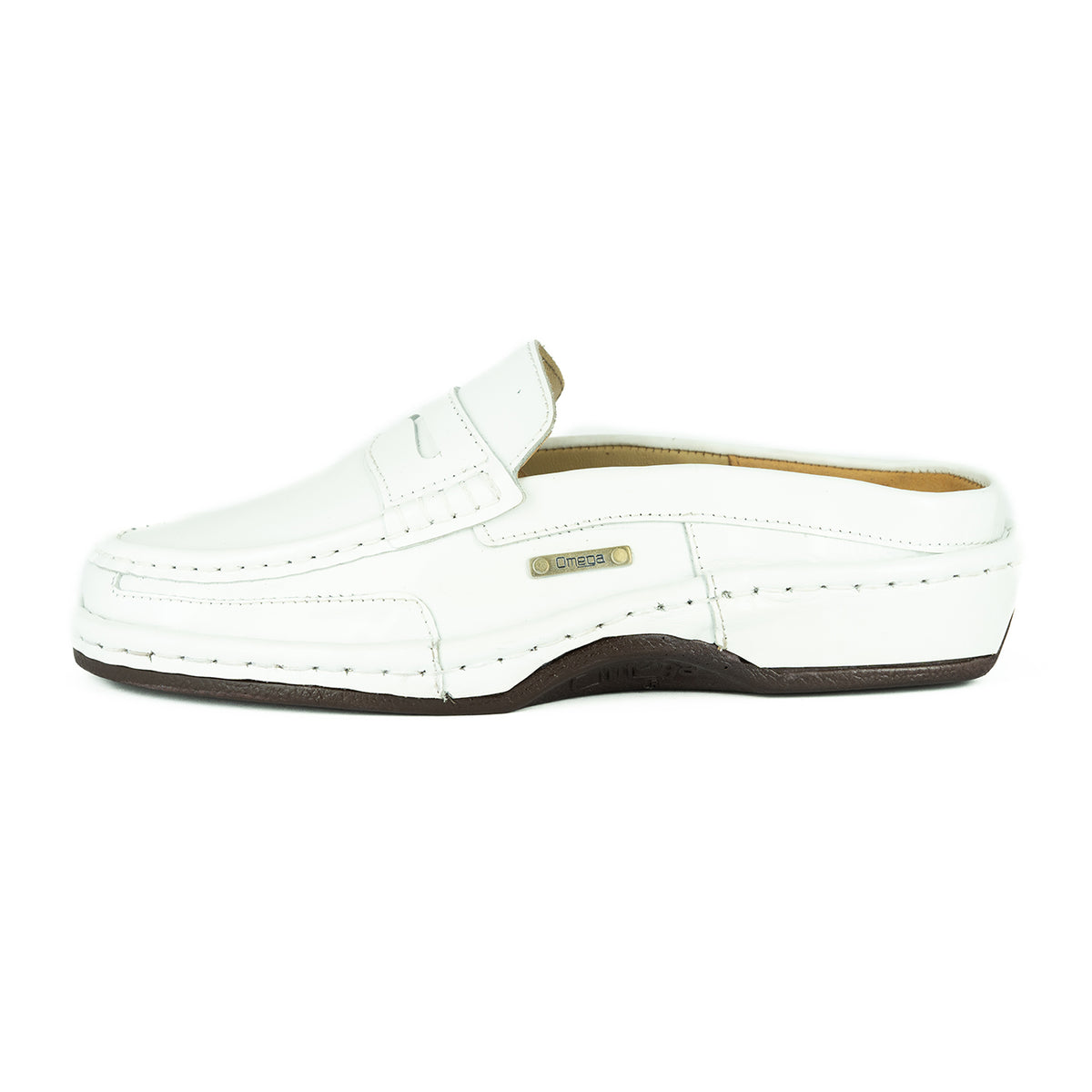 OMOM388 : Leather Mule in White Soft Saddle Leather