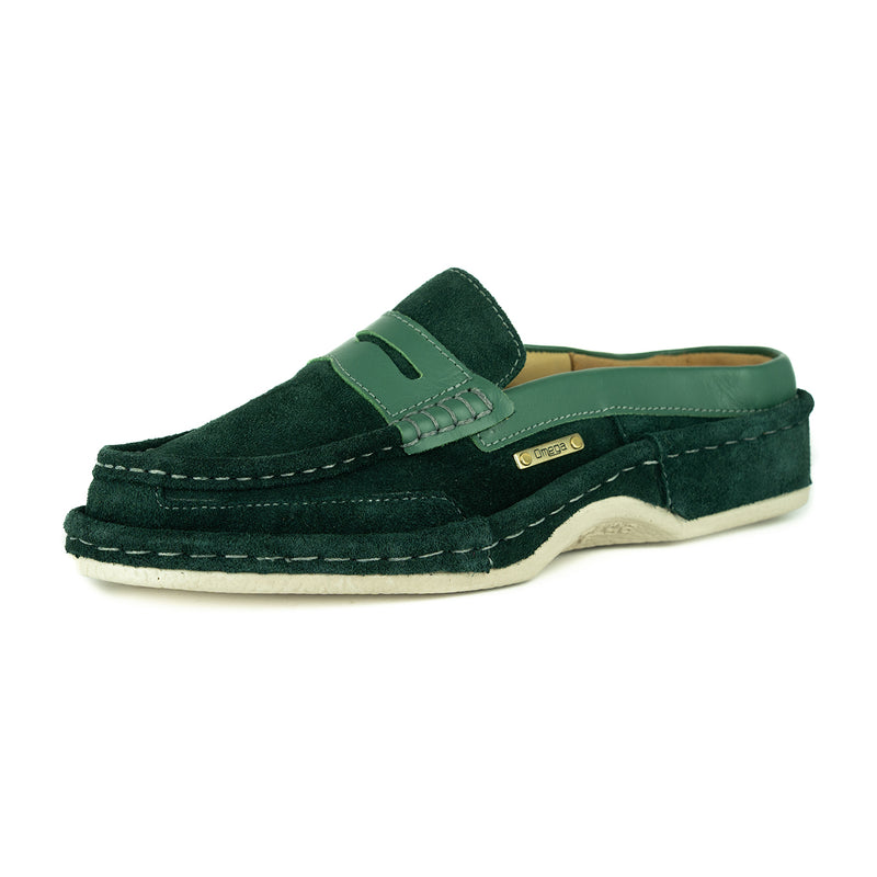 OMOM388 : Leather Mule in Forest Suede Leather