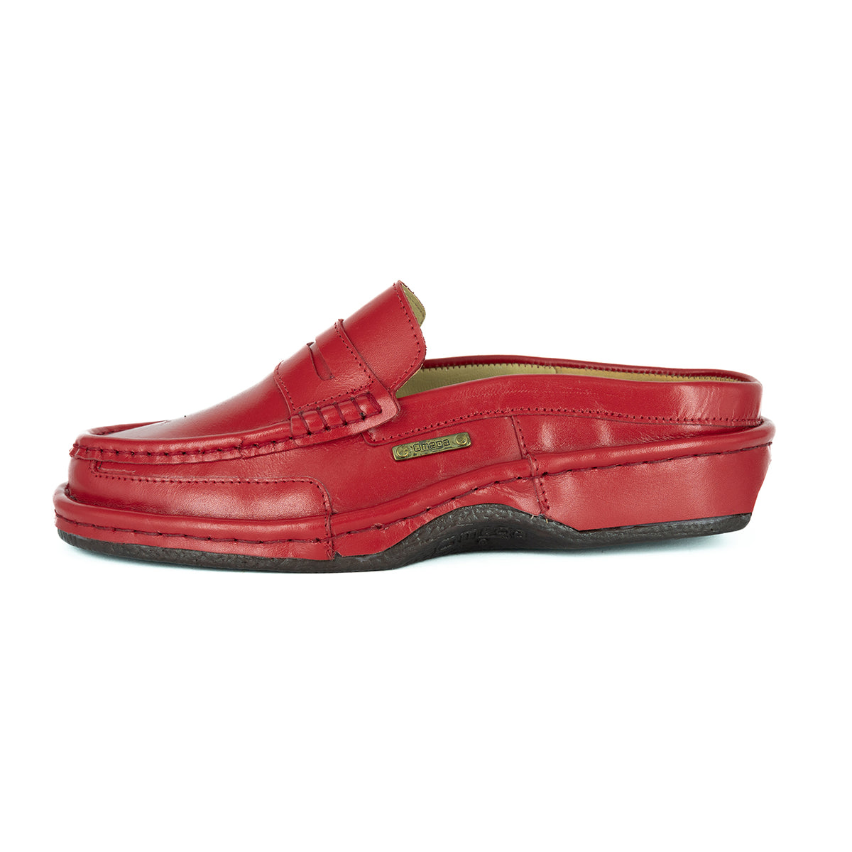 OMOM388 : Leather Mule in Red Soft Saddle Leather