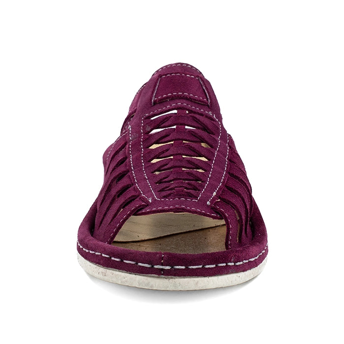 OMOM389 : Leather Push-in Sandal in Cerise Suede